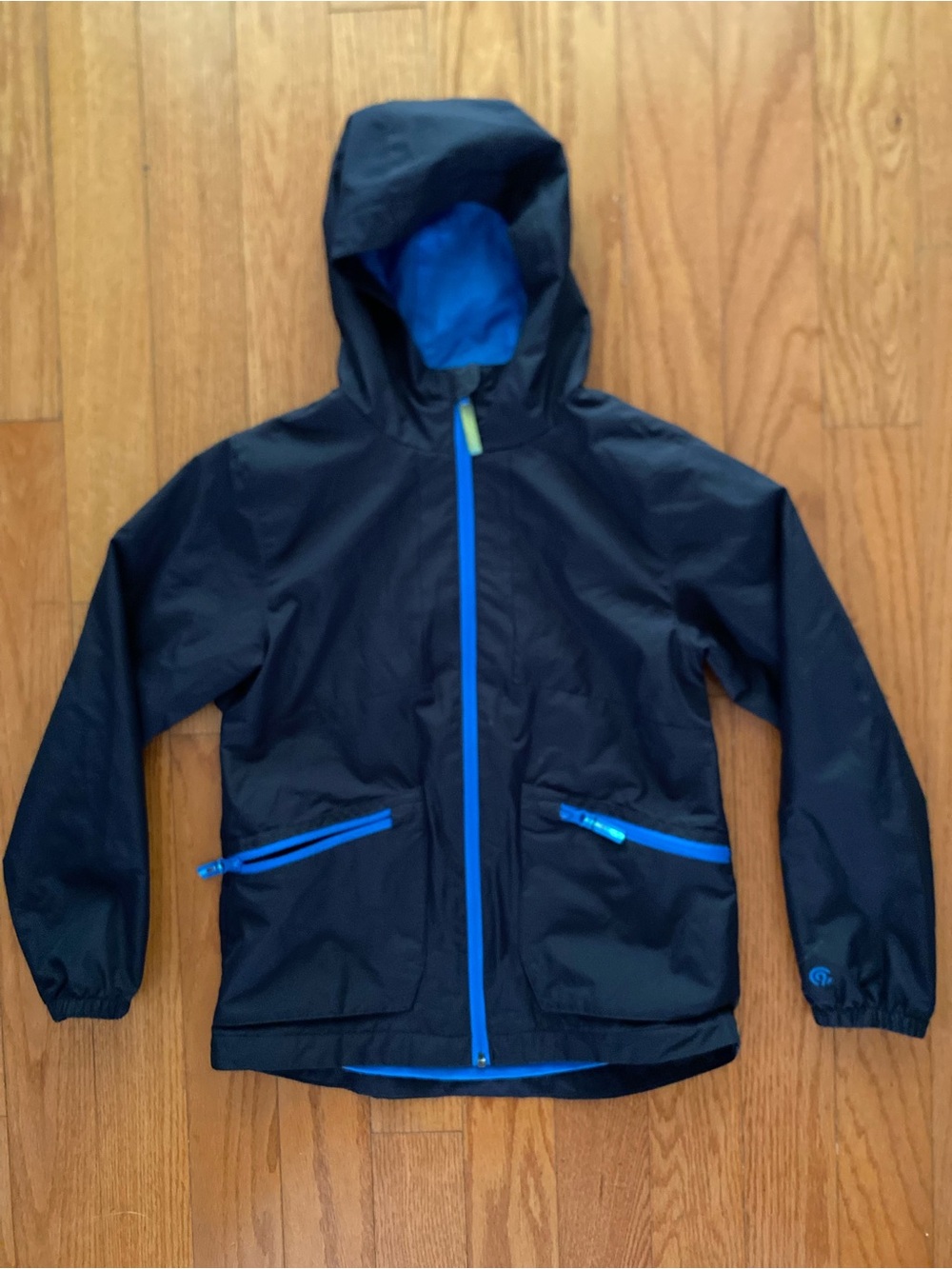 Champion Kids Hooded Rain Jacket - Navy with Bright Blue Trim